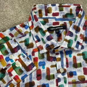 Ted Lapidus Men's Colorful Abstract Print Cotton Button Up Shirt